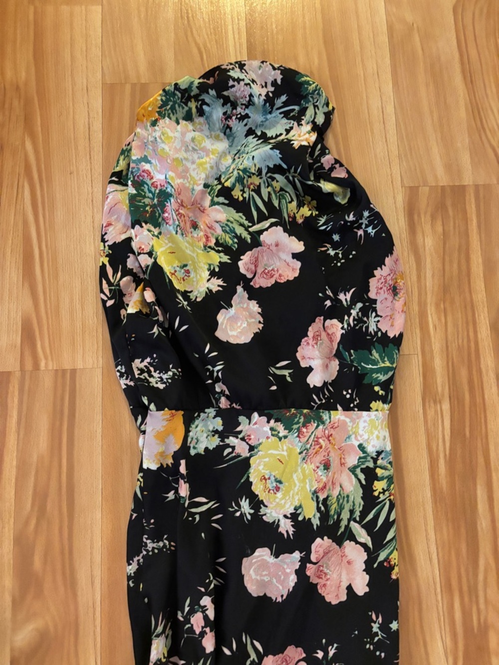 NW Petal & Pup Nordstrom ANABELLE Black Floral Satin Midi Dress size S - Picture 4 of 8